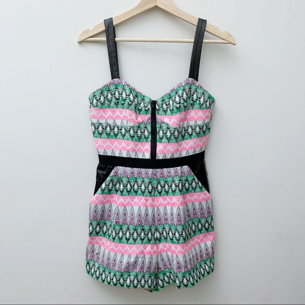 Milly Patterned Mixed Media Romper - image 1